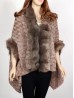 Premium Faux Fur Cape with Rose Imprints & Sleeves